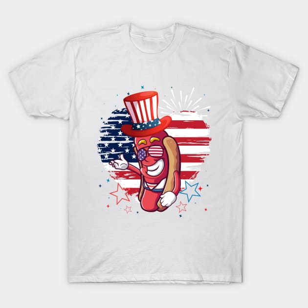 Funny 4th Of July 2021 Fourth Of July For Men's And Women's For 4th Of July Celebration Birthday Gift for hot dog's T-Shirt by dianoo